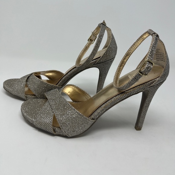 Material Girl Glitter Ankle Strap Open Toe Heels Size 7.5 - Picture 3 of 9